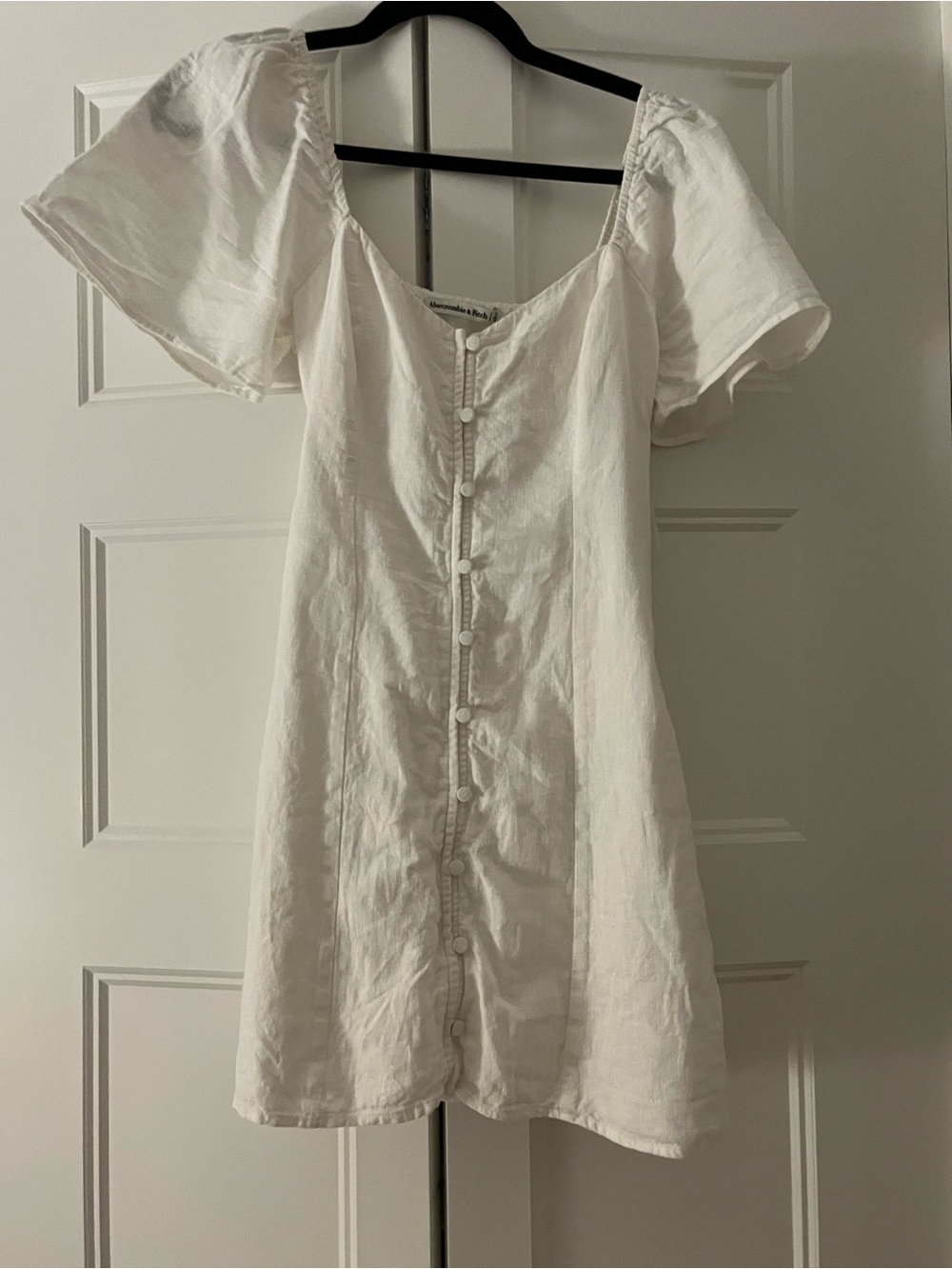 Abercrombie & Fitch White Button-Front Mini Dress